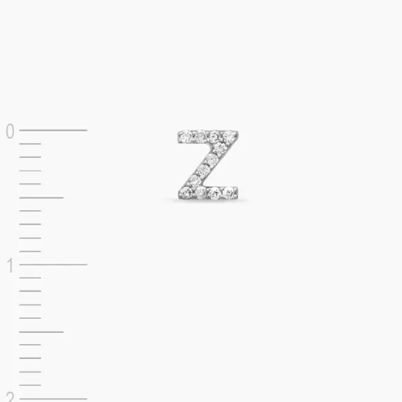 Diamond White Gold Z Letter Mini Single Earring - 4