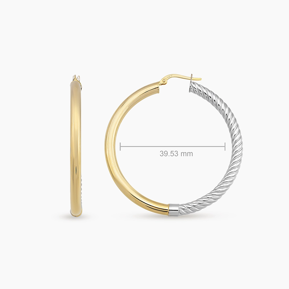 Dioro M Yellow and White Gold Hoop Earrings - 3