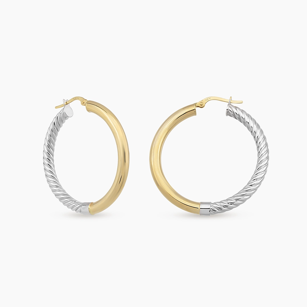 Dioro S Yellow and White Gold Hoop Earrings - 1