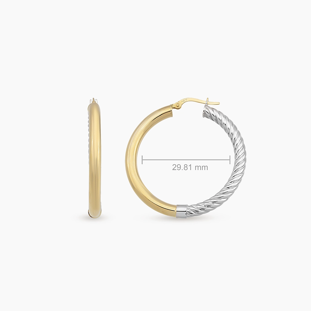 Dioro S Yellow and White Gold Hoop Earrings - 4
