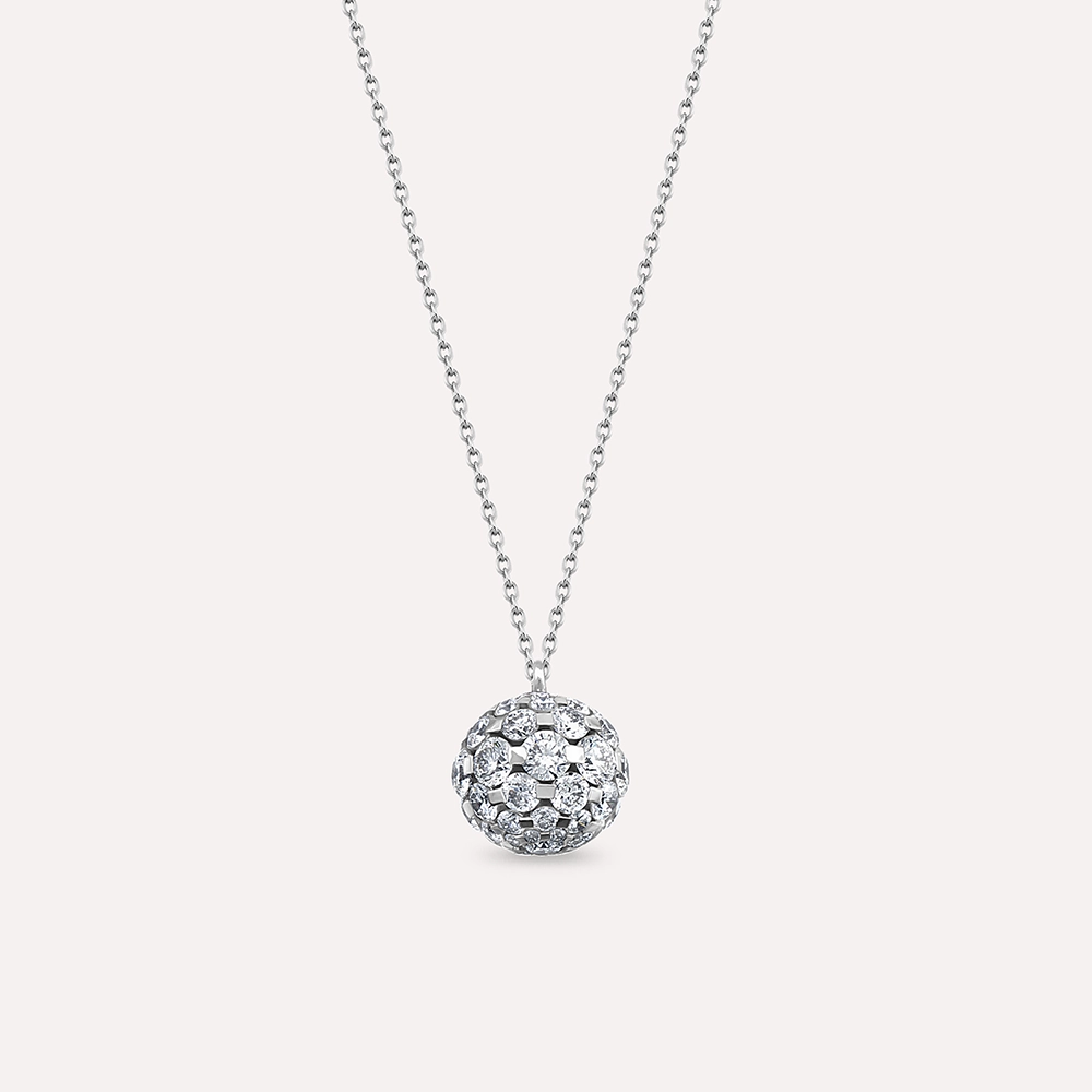 Disco 2.74 CT Diamond White Gold Sphere Necklace - 1