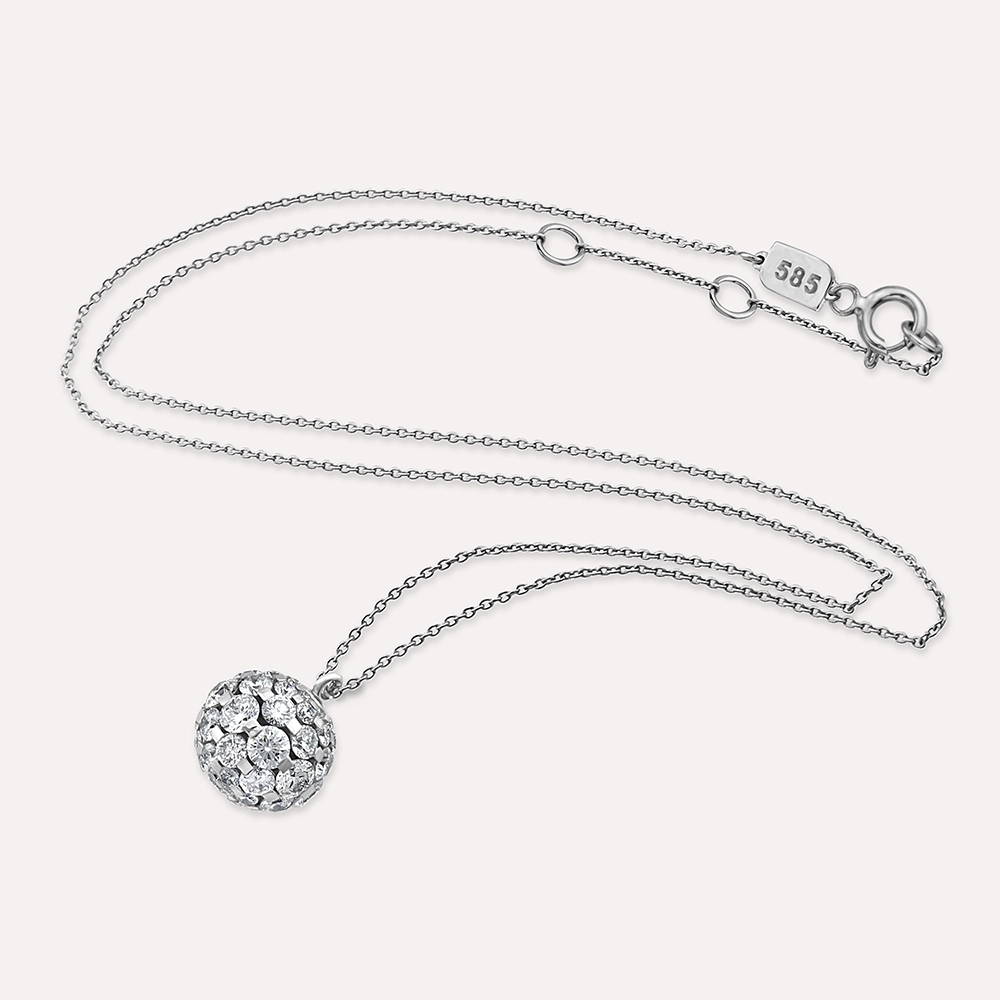 Disco 2.74 CT Diamond White Gold Sphere Necklace - Nev Jewellery (1)