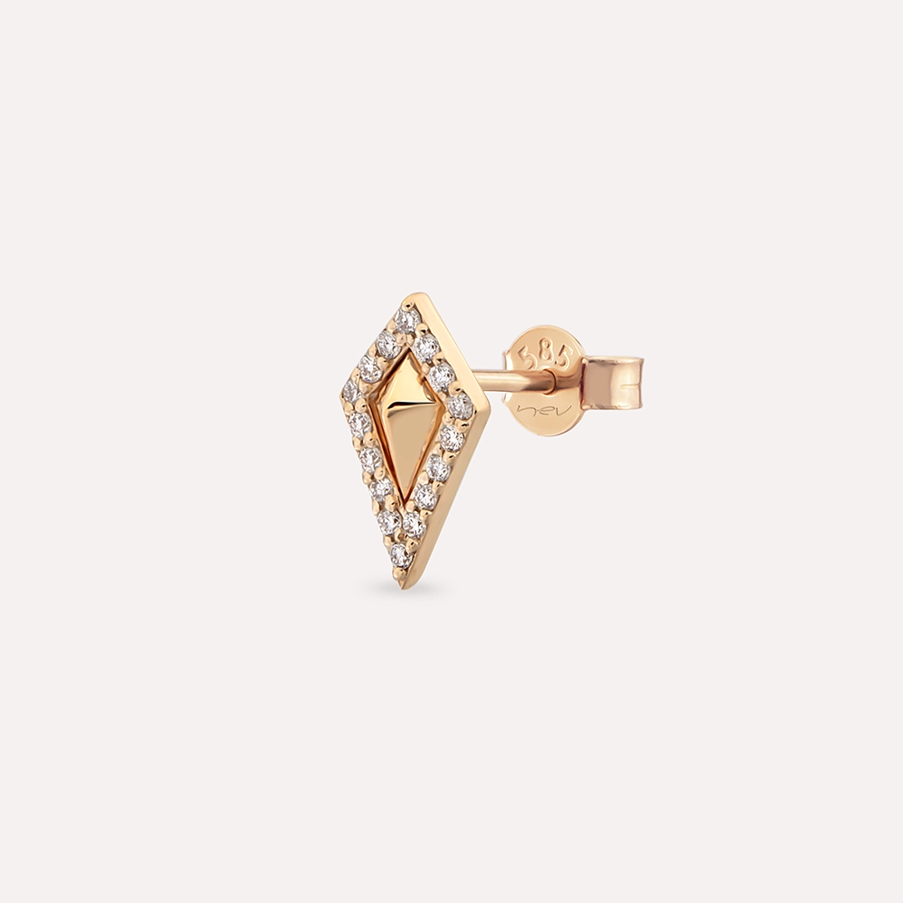 Diya Pırlanta Taşlı Rose Altın Tek Küpe - Nev Jewellery (1)