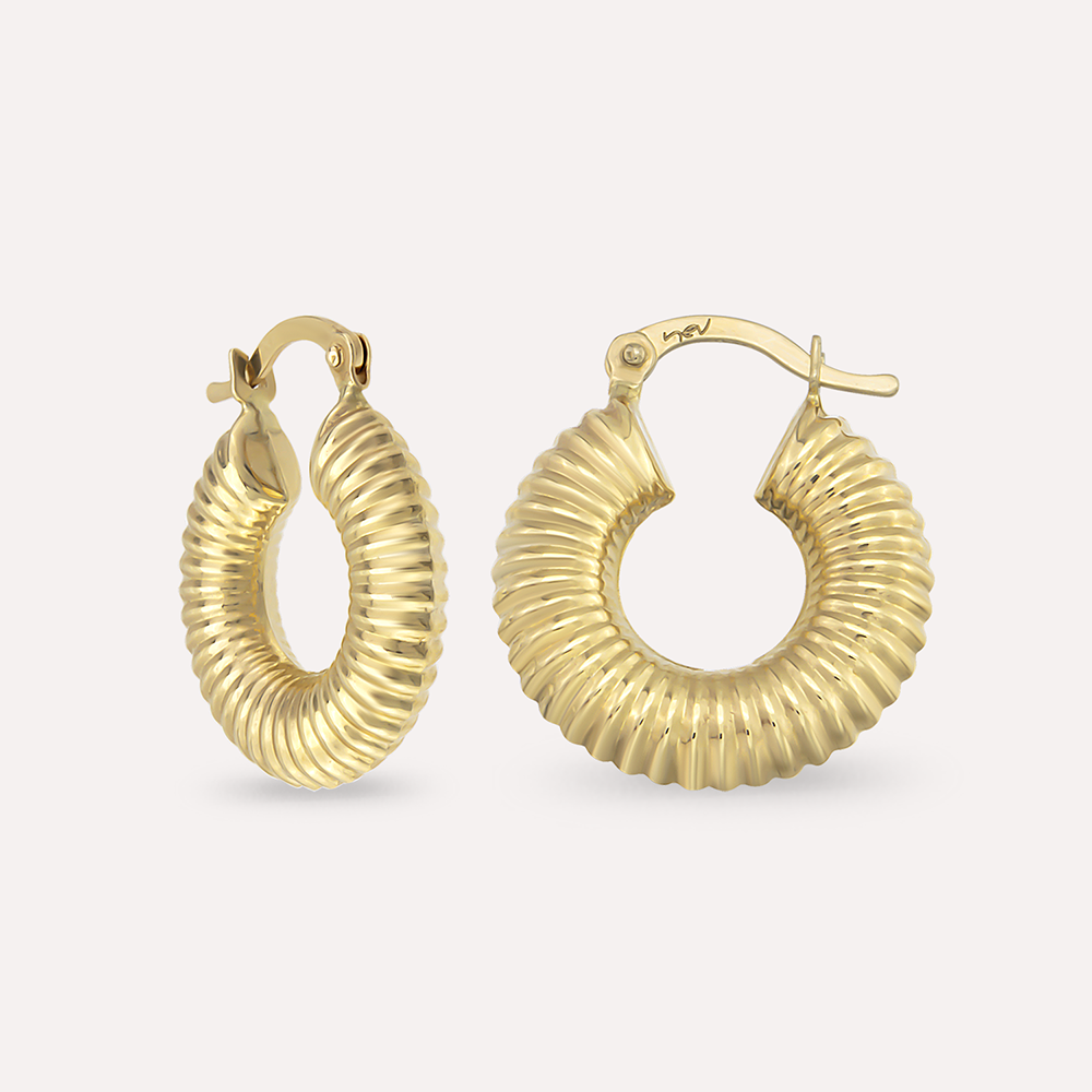 Dome Sarı Altın Halka Küpe - Nev Jewellery (1)