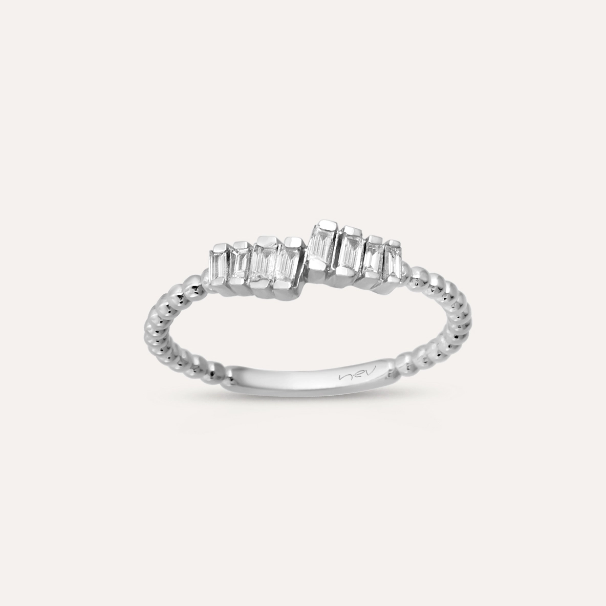 Dona 0.20 CT Baguette Cut Diamond White Gold Ring - 3