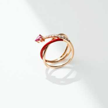 Donel Yakut ve Pırlanta Taşlı Kırmızı Mineli Yüzük - Nev Jewellery (1)