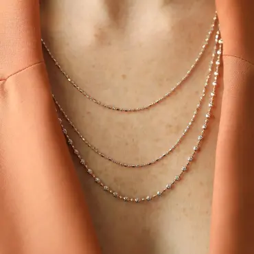 Dorika Detaylı Rose ve Beyaz Altın Kolye Zinciri - Nev Jewellery (1)