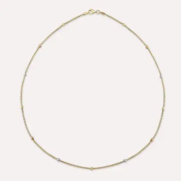 Dorika Detaylı Sarı Altın Balıksırtı Kolye - Nev Jewellery (1)
