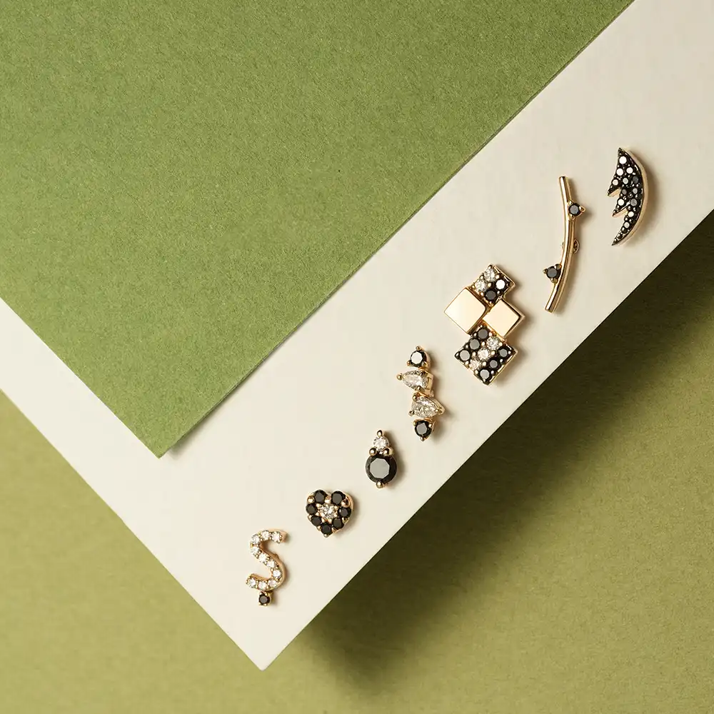 Dots Black Diamond Rose Gold Piercing - 6