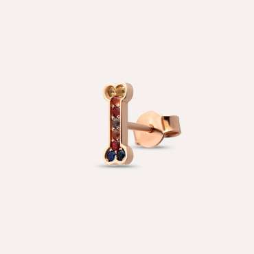 Droopy 0.10 CT Multicolor Sapphire Mini Single Earring - Nev Jewellery