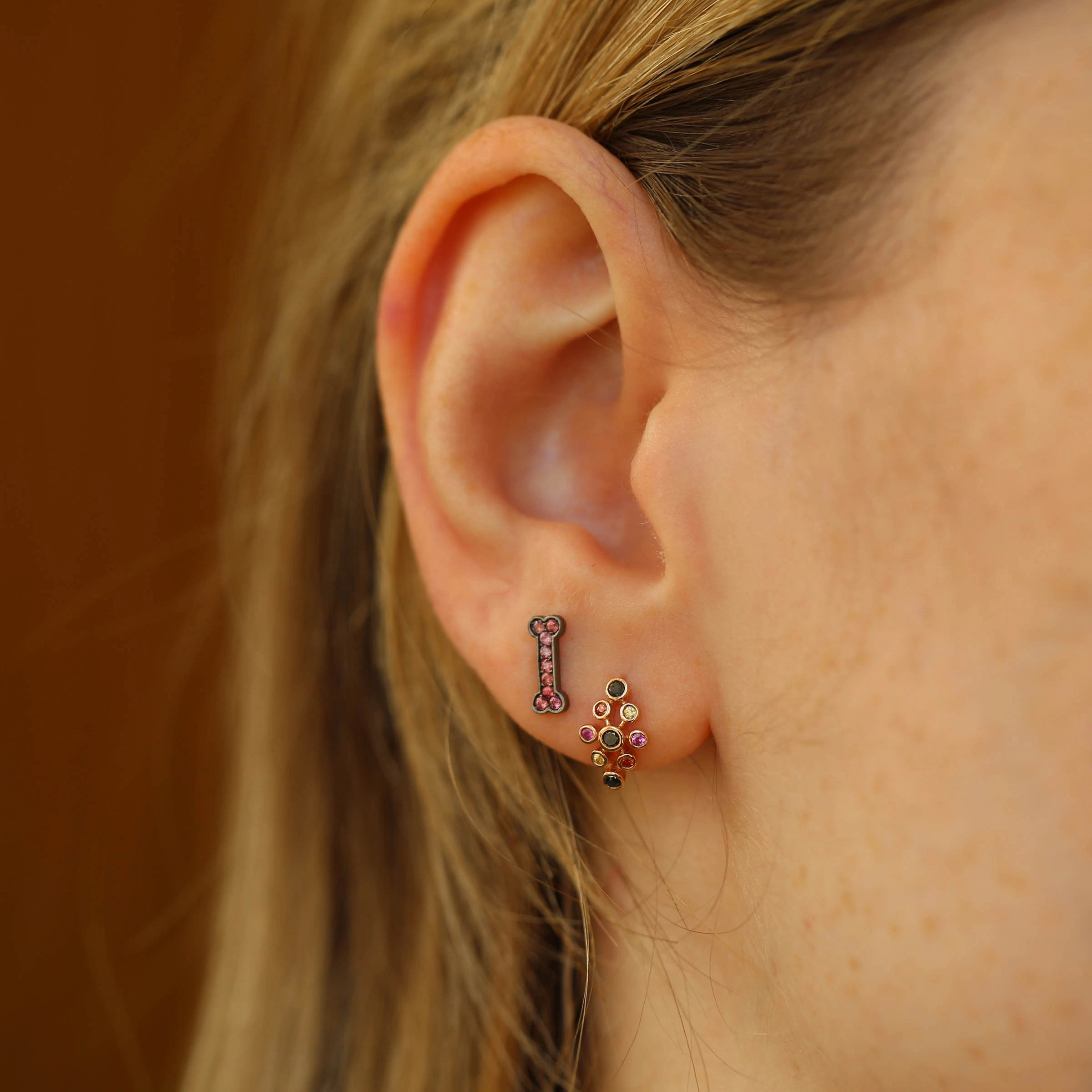 Droopy 0.11 CT Pink Sapphire Mini Single Earring - 3