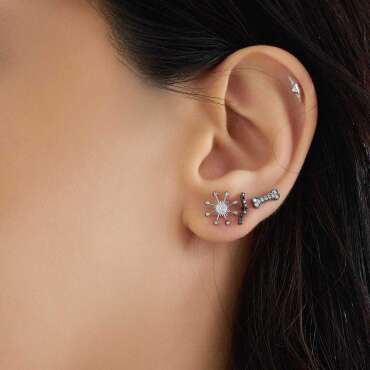 Droopy Black 0.06 CT Diamond Mini Single Earring - Nev Jewellery (1)