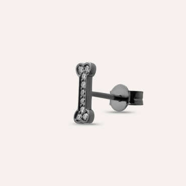 Droopy Black 0.06 CT Pırlanta Taşlı Mini Tek Küpe - Nev Jewellery (1)