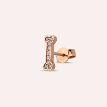 Droopy Rose 0.04 CT Pırlanta Taşlı Mini Tek Küpe - Nev Jewellery