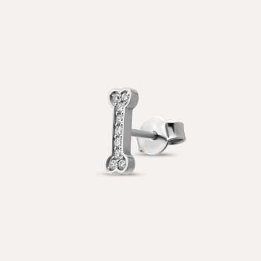Droopy White 0.06 CT Pırlanta Taşlı Mini Tek Küpe - Nev Jewellery (1)