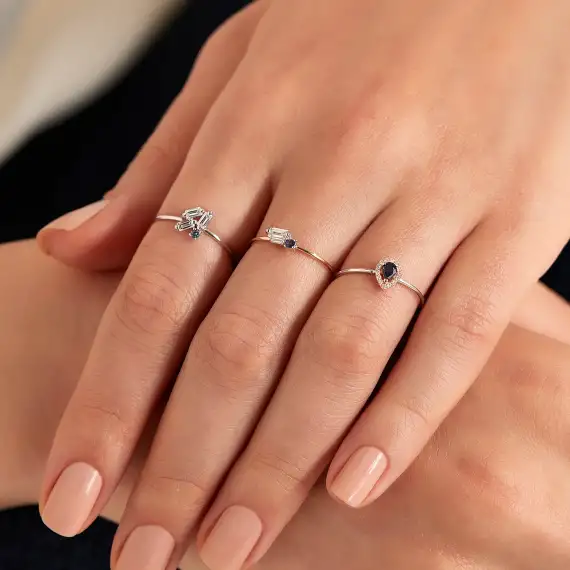 Drop 0.20 CT Safir ve Pırlanta Taşlı Yüzük - 2