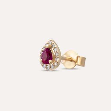 Drop 0.21 CT Damla Kesim Yakut ve Pırlanta Taşlı Tek Küpe - Nev Jewellery (1)