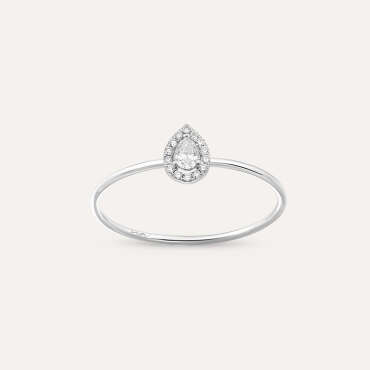 Drop 0.22 CT Diamond White Gold Ring - Nev Jewellery