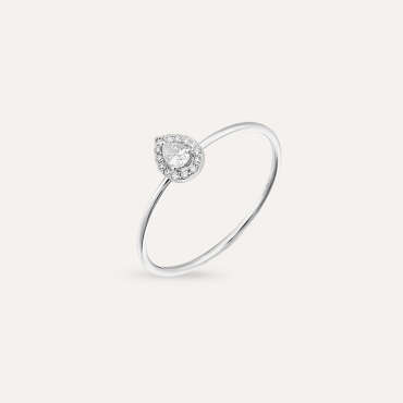 Drop 0.22 CT Pırlanta Taşlı Beyaz Altın Yüzük - Nev Jewellery (1)