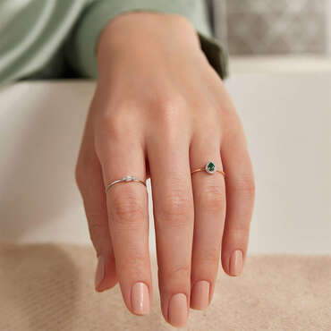 Drop 0.22 CT Zümrüt ve Pırlanta Taşlı Yüzük - Nev Jewellery (1)