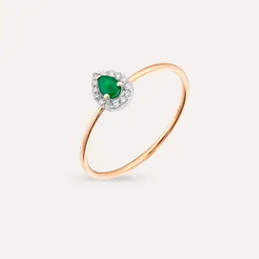 Drop 0.22 CT Zümrüt ve Pırlanta Taşlı Yüzük - Nev Jewellery (1)