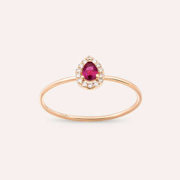 Drop 0.20 CT Yakut ve Pırlanta Taşlı Yüzük - Nev Jewellery (1)