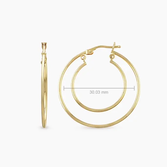 Dua Sarı Altın İtalyan Halka Küpe - 4