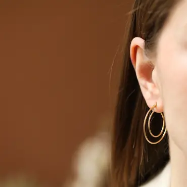 Dua Sarı Altın İtalyan Halka Küpe - Nev Jewellery (1)