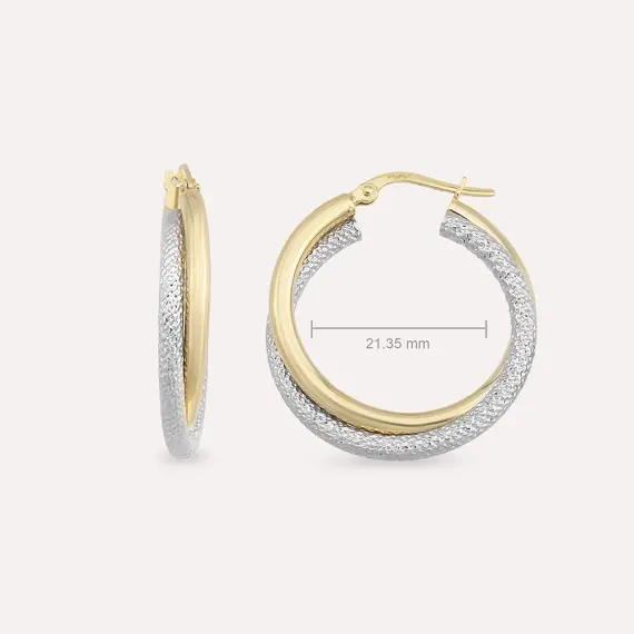 Dual Medium Yellow Gold Hoop Earring - 3