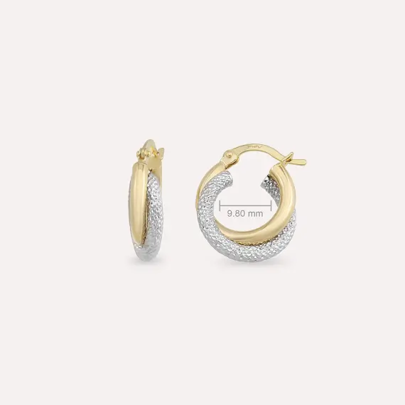 Dual Small Yellow and White Gold Hoop Earring - 3