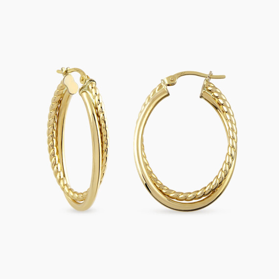 Dualis Sarı Altın İtalyan Halka Küpe - Nev Jewellery