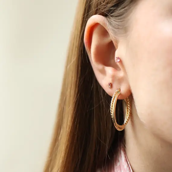 Dualis Yellow Gold Italian Earring - 2