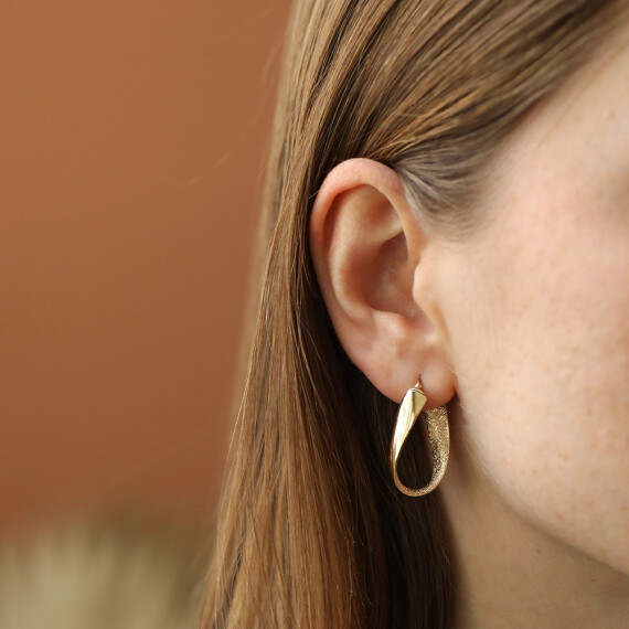 Dune Small Sarı Altın Halka Küpe - Nev Jewellery