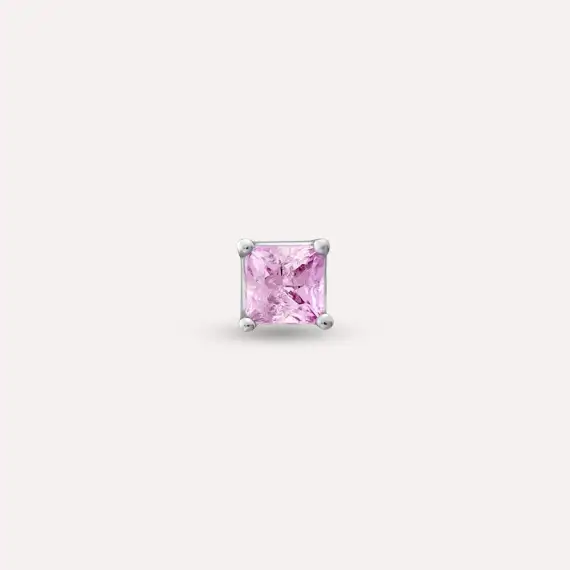 Duo 0.23 CT Light Pink Sapphire Stone White Gold Single Earring - 2