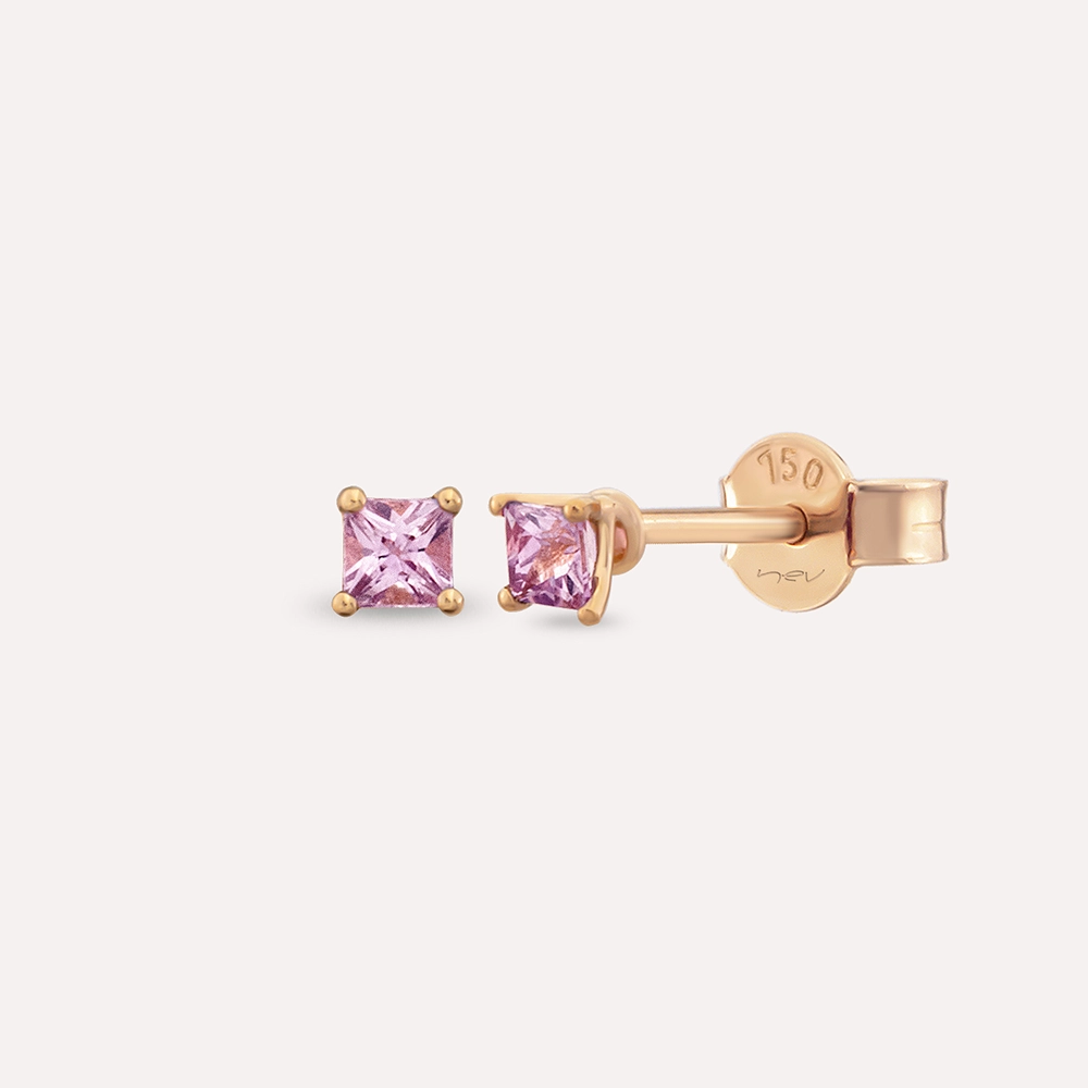 Duo 0.28 CT Pink Sapphire Rose Gold Earring - 1