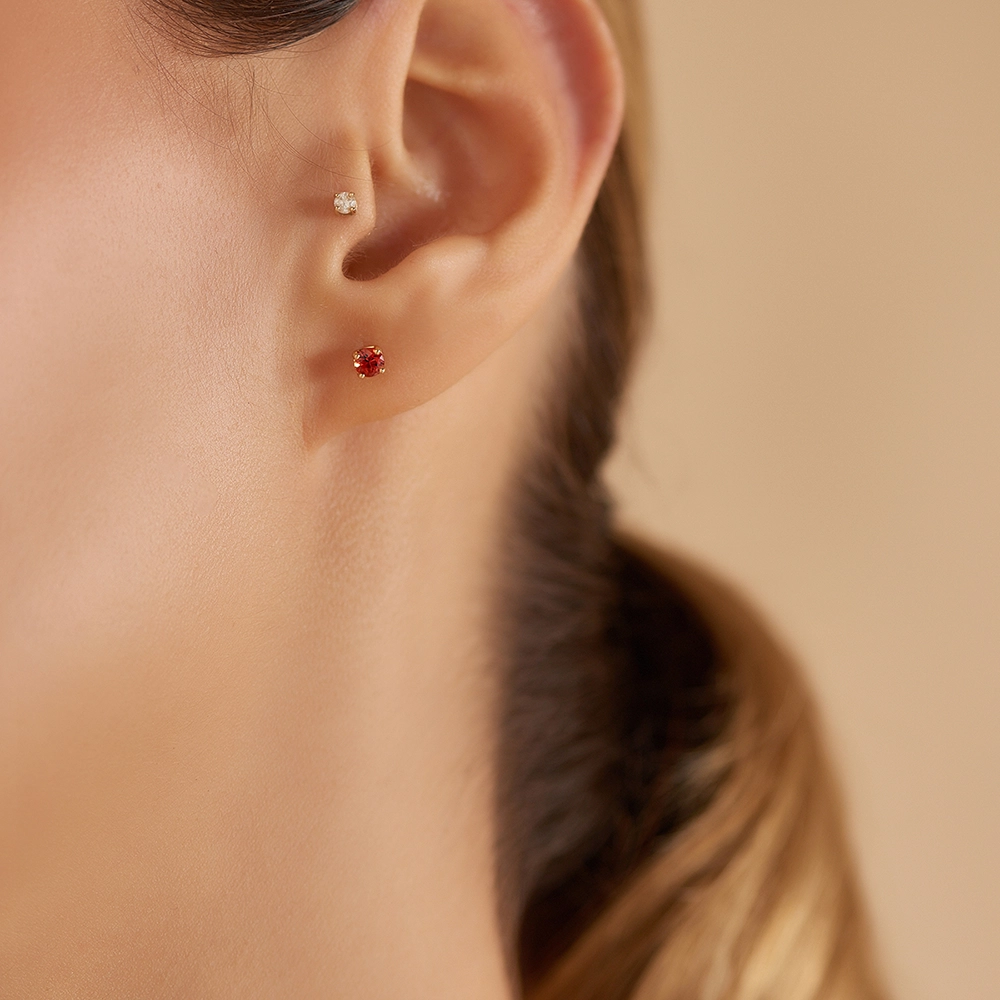 Duo 0.43 CT Dark Orange Sapphire Rose Gold Earring - Nev Jewellery (1)