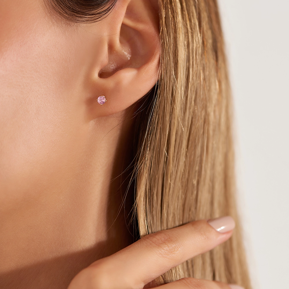 Duo 0.48 CT Light Pink Sapphire Rose Gold Earring - Nev Jewellery (1)