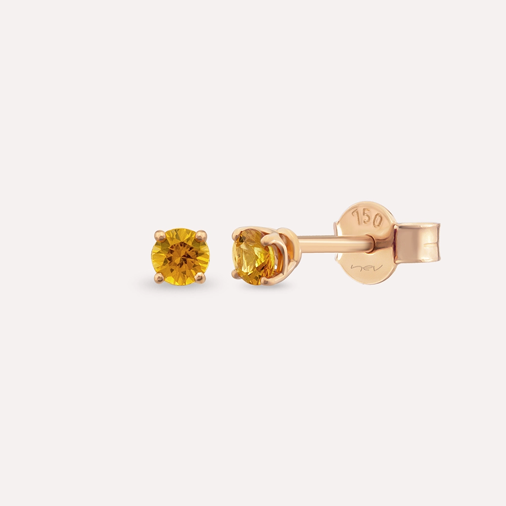 Duo 0.50 CT Orange Safir Taşlı Rose Altın Küpe - Nev Jewellery (1)