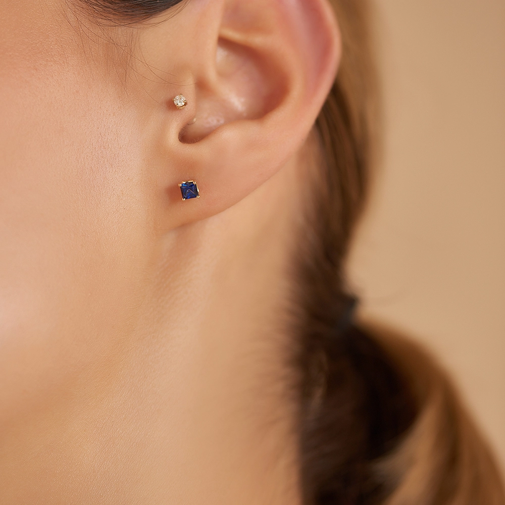 Duo 0.60 CT Blue Sapphire Rose Gold Earring - Nev Jewellery (1)