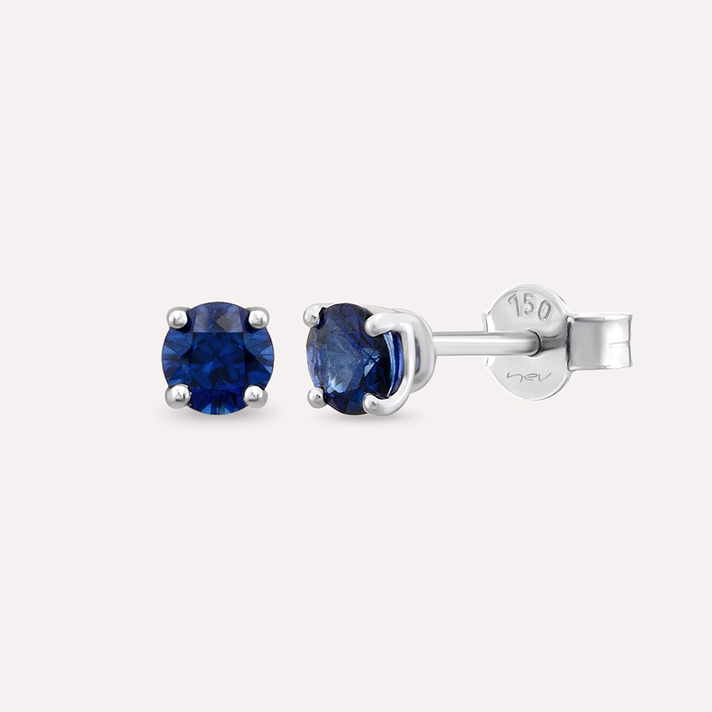 Duo 0.65 CT Safir Taşlı Beyaz Altın Küpe - Nev Jewellery (1)