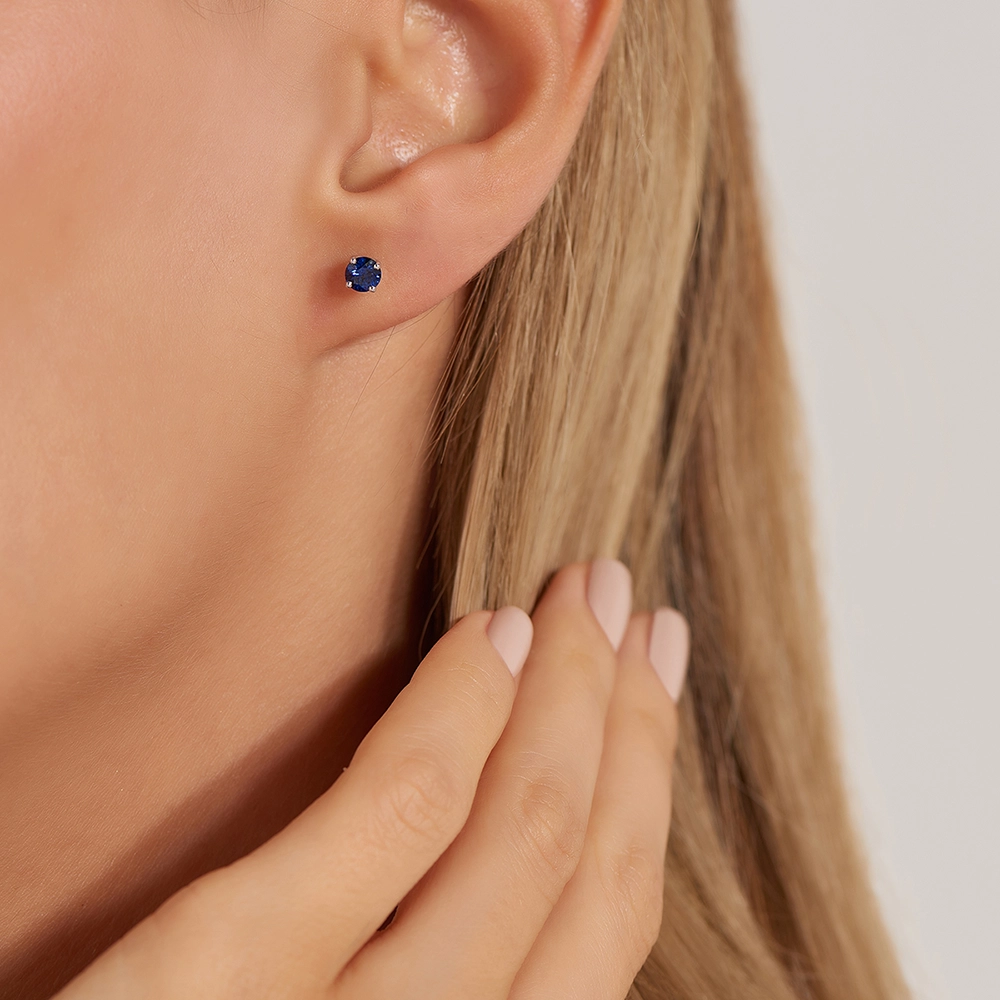 Duo 0.65 CT Safir Taşlı Beyaz Altın Küpe - Nev Jewellery (1)