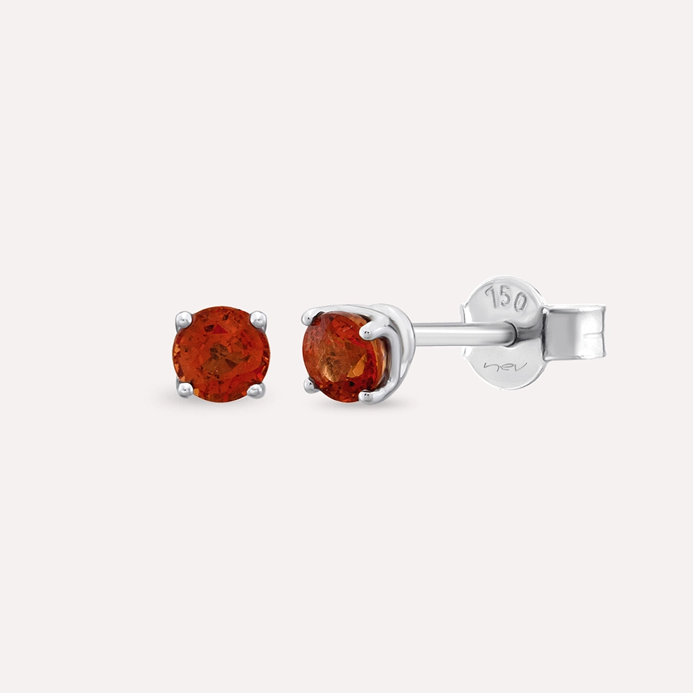 Duo 0.85 CT Dark Orange Safir Taşlı Beyaz Altın Küpe - Nev Jewellery (1)