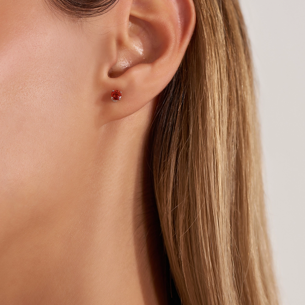 Duo 0.85 CT Dark Orange Sapphire White Gold Earring - Nev Jewellery (1)