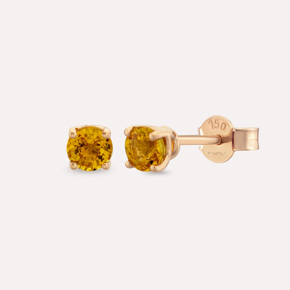Duo 0.81 CT Orange Safir Taşlı Rose Altın Küpe - Nev Jewellery (1)