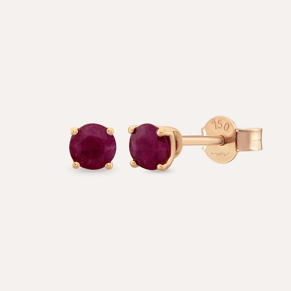 Duo 0.90 CT Yakut Taşlı Rose Altın Küpe - Nev Jewellery (1)