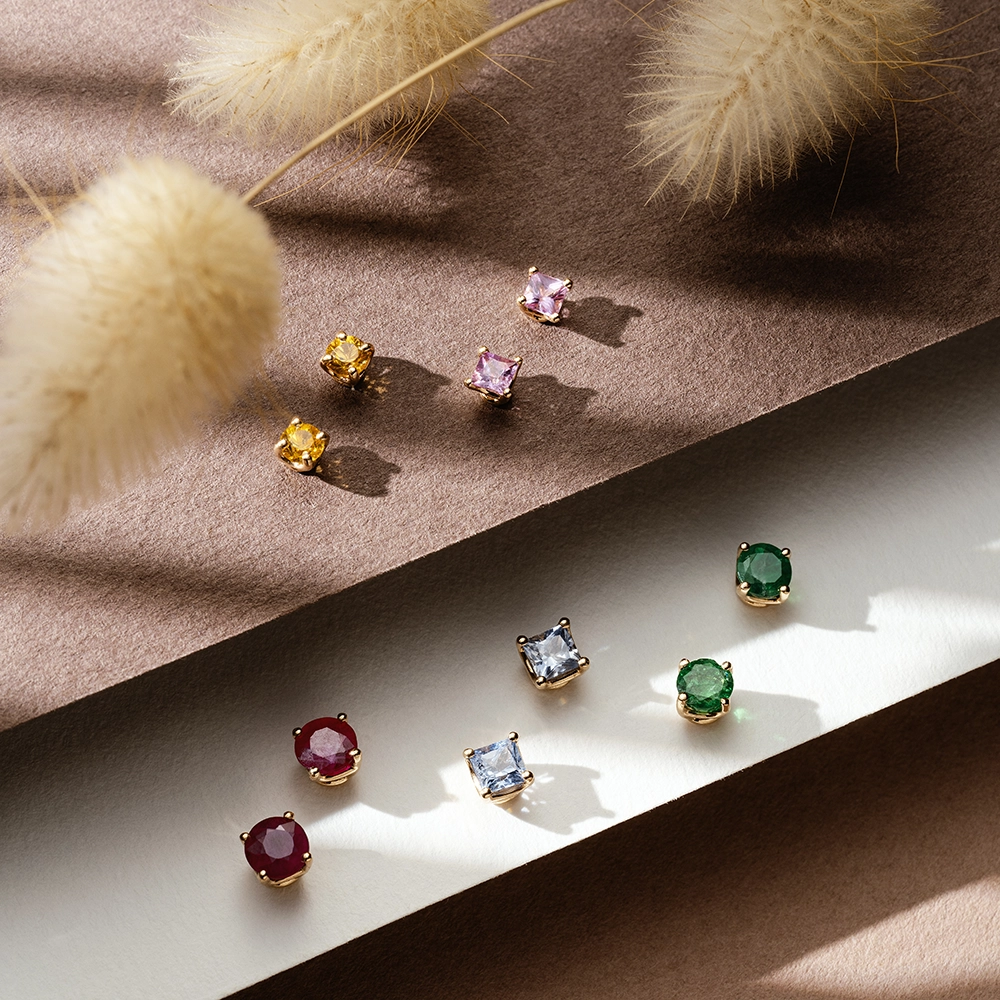 Duo 0.90 CT Yakut Taşlı Rose Altın Küpe - Nev Jewellery (1)