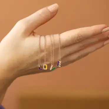 E Harfi Pırlanta Taşlı ve Mavi Mineli Rose Altın Kolye - Nev Jewellery (1)