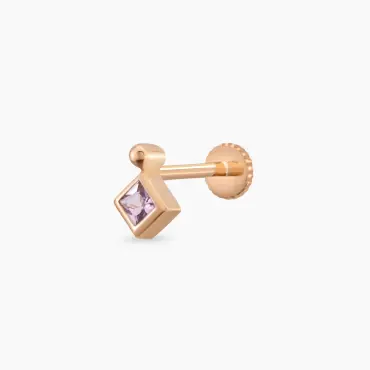 Echo Pink Safir Taşlı Rose Altın Piercing - Nev Jewellery (1)