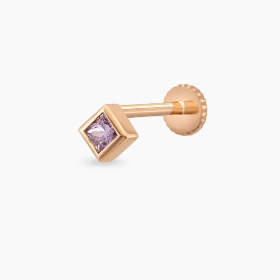 Echo Pink Safir Taşlı Rose Gold Piercing - Nev Jewellery