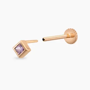 Echo Pink Safir Taşlı Rose Gold Piercing - Nev Jewellery (1)